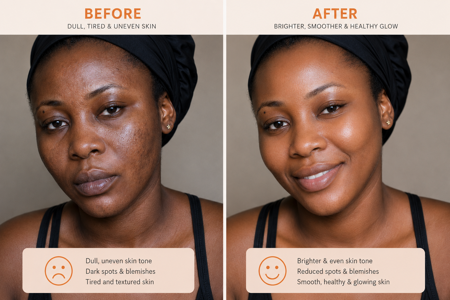 Before and after skin transformation