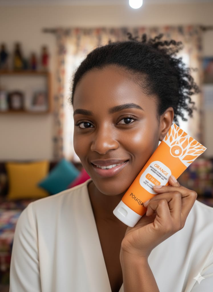 Applying Orange Exfoliating Gel to face